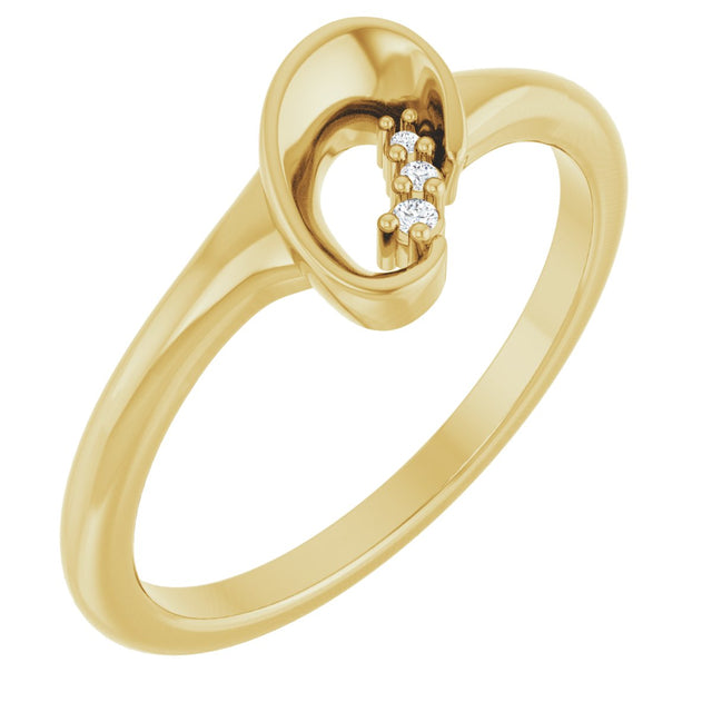 14K Gold Round Natural Diamond Accented Freeform Ring – 1.2mm Stones - Yellow Gold