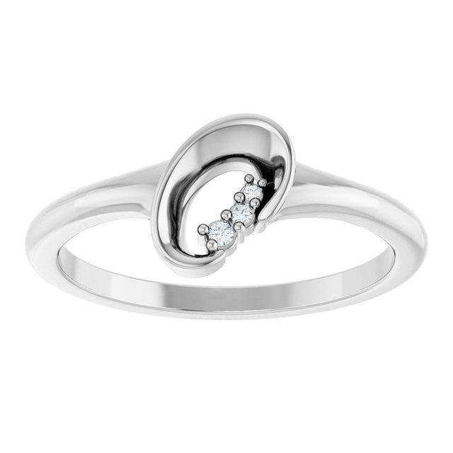 Platinum Round Natural Diamond Accented Freeform Ring – 1.2mm Stones - view 3