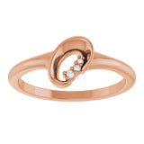 14K Gold Round Natural Diamond Accented Freeform Ring – 1.2mm Stones - Rose Gold - view 3