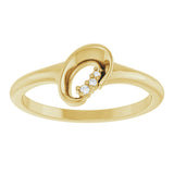 14K Gold Round Natural Diamond Accented Freeform Ring – 1.2mm Stones - Yellow Gold - view 3