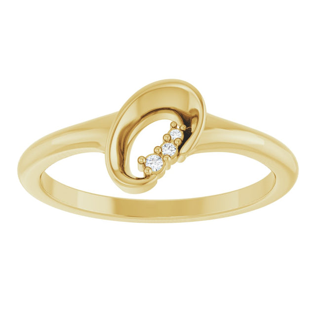 14K Gold Round Natural Diamond Accented Freeform Ring – 1.2mm Stones - Yellow Gold - view 3