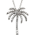 14K Gold Round Natural Diamond Palm Tree Necklace - White Gold