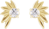 Platinum Round Natural Diamond Half-Flower Earrings - view 4
