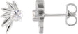 14K Gold Round Natural Diamond Half-Flower Earrings - White Gold