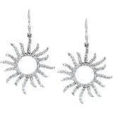 14K Gold Round Natural Diamond Accented Sun Earrings - view 2