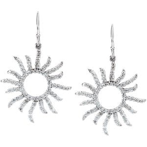 14K Gold Round Natural Diamond Accented Sun Earrings - view 2