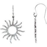 14K Gold Round Natural Diamond Accented Sun Earrings