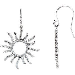 14K Gold Round Natural Diamond Accented Sun Earrings
