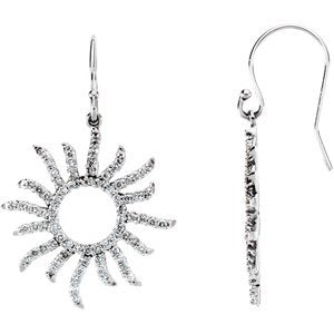 14K Gold Round Natural Diamond Accented Sun Earrings