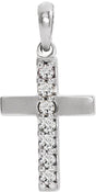 Platinum Round Lab-Grown Diamond Accented Cross Necklace or Pendant