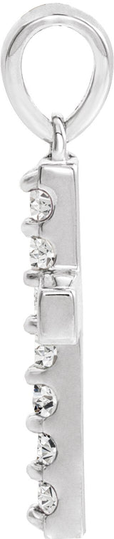 Platinum Round Lab-Grown Diamond Accented Cross Necklace or Pendant - view 2