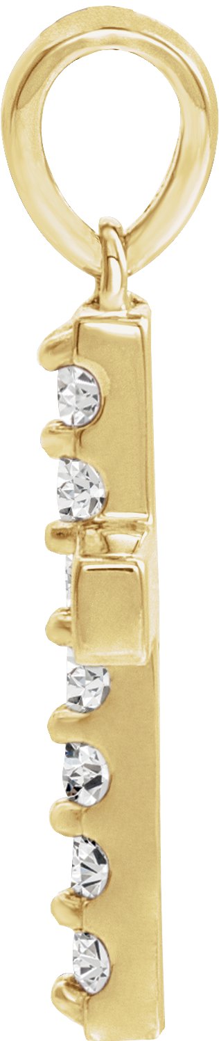 14K Gold Round Lab-Grown Diamond Accented Cross Necklace or Pendant – 1/10 CTW - Yellow Gold - view 2