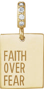14K Gold Round Natural Diamond Faith Over Fear Neckalce or Pendant - Yellow Gold
