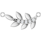 14K Gold Round Lab-Grown Diamond Accented Leaf Necklace - White Gold