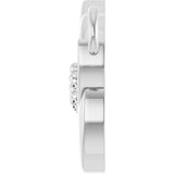 Platinum Round Lab-Grown Diamond Accented Leaf Necklace - view 3