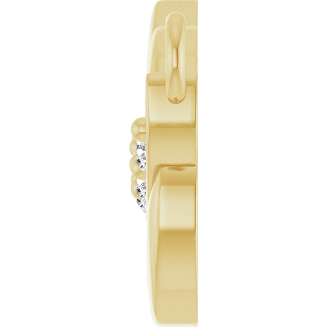 14K Gold Round Natural Diamond Accented Leaf Necklace - Yellow Gold - view 3