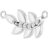 Platinum Round Natural Diamond Accented Leaf Necklace - view 2