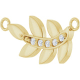 14K Gold Round Lab-Grown Diamond Accented Leaf Necklace - Yellow Gold - view 2