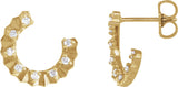 14K Gold Round Natural Diamond Accented Forward-Facing Earrings - Yellow Gold