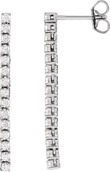 14K Gold Round Natural Diamond Accented Drop Earrings - White Gold