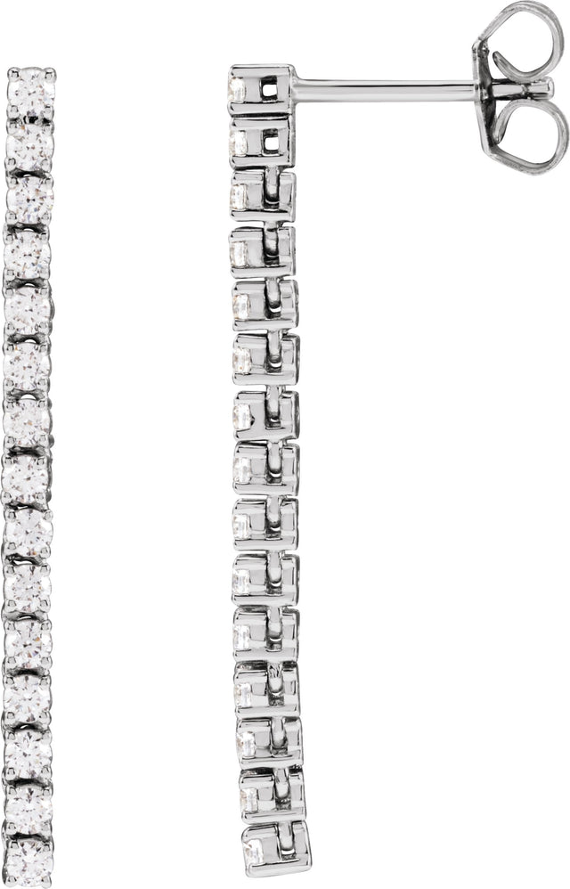 14K Gold Round Natural Diamond Accented Drop Earrings - White Gold