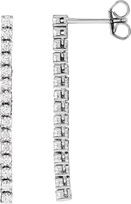 14K Gold Round Lab-Grown Diamond Accented Drop Earrings - White Gold