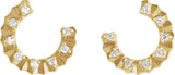 14K Gold Round Natural Diamond Accented Forward-Facing Earrings - Yellow Gold - view 2