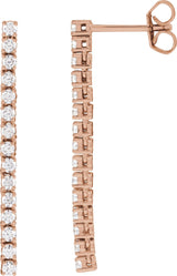 14K Gold Round Lab-Grown Diamond Accented Drop Earrings - Rose Gold
