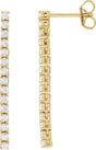 14K Gold Round Lab-Grown Diamond Accented Drop Earrings - Yellow Gold