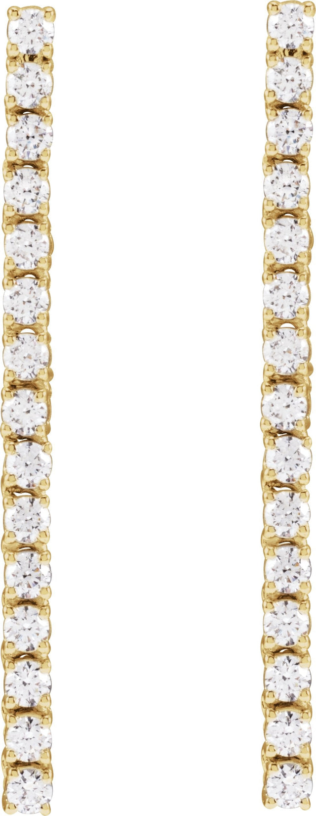 14K Gold Round Lab-Grown Diamond Accented Drop Earrings - Yellow Gold - view 2