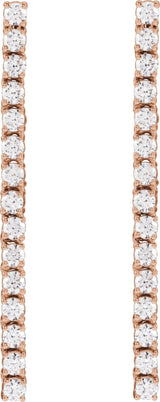 14K Gold Round Lab-Grown Diamond Accented Drop Earrings - Rose Gold - view 2