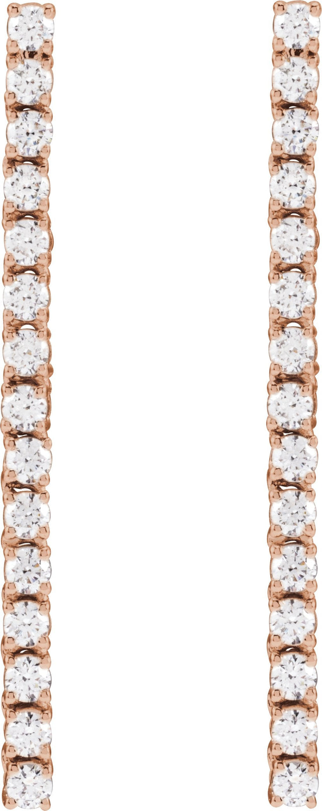 14K Gold Round Lab-Grown Diamond Accented Drop Earrings - Rose Gold - view 2