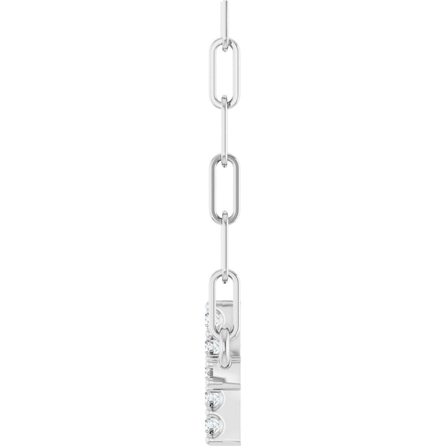 14K Gold Round Natural Diamond Accented Sideways Cross Necklace – 19.3x10.8mm - White Gold - view 3