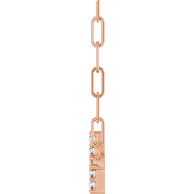 14K Gold Round Natural Diamond Accented Sideways Cross Necklace – 19.3x10.8mm - Rose Gold - view 3