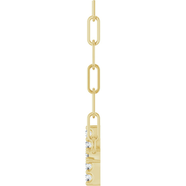 14K Gold Round Natural Diamond Accented Sideways Cross Necklace – 19.3x10.8mm - Yellow Gold - view 3