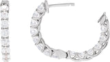 14K Gold Round Natural Diamond Inside-Outside Hoop Earrings – 2.8mm Stones - White Gold - view 4