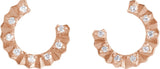 14K Gold Round Natural Diamond Accented Forward-Facing Earrings - Rose Gold - view 2