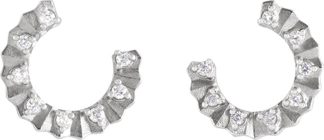 Platinum Round Natural Diamond Accented Forward-Facing Earrings - view 2