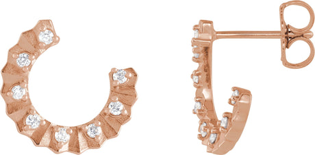 14K Gold Round Natural Diamond Accented Forward-Facing Earrings - Rose Gold