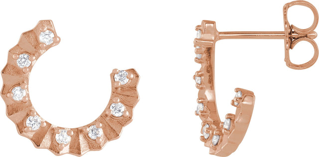 14K Gold Round Natural Diamond Accented Forward-Facing Earrings - Rose Gold