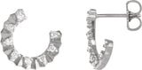 14K Gold Round Natural Diamond Accented Forward-Facing Earrings - White Gold