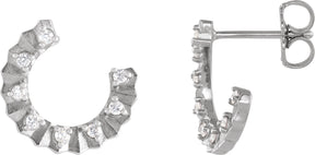 Platinum Round Natural Diamond Accented Forward-Facing Earrings
