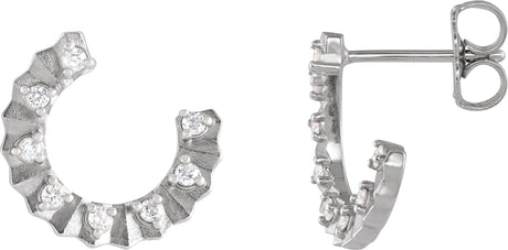 Platinum Round Natural Diamond Accented Forward-Facing Earrings