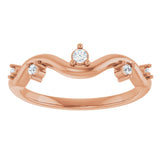 14K Gold Round Natural Diamond Accented Ring III - Rose Gold - view 3