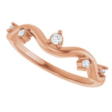 14K Gold Round Natural Diamond Accented Ring III - Rose Gold - view 5