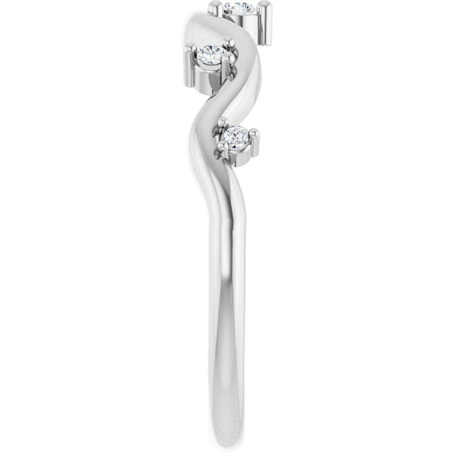 14K Gold Round Natural Diamond Accented Ring III - White Gold - view 4