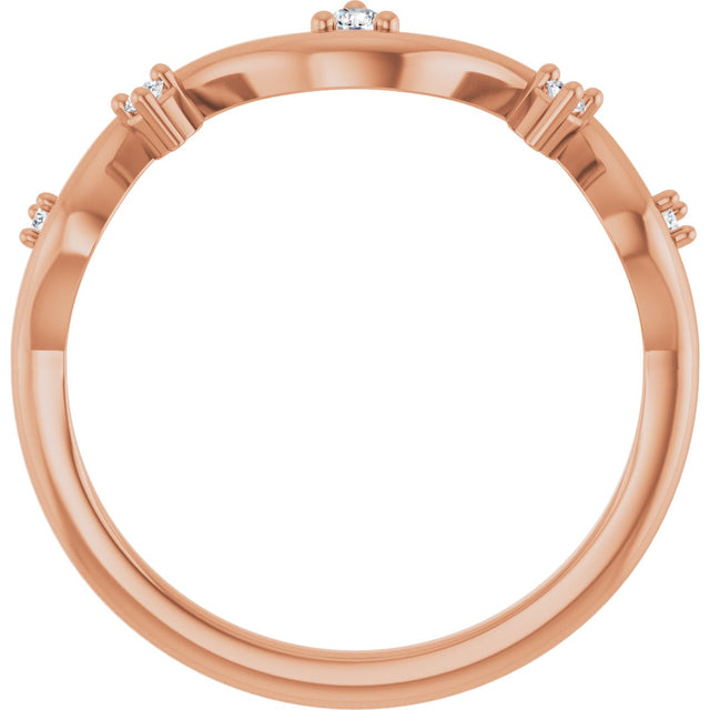 14K Gold Round Natural Diamond Accented Ring III - Rose Gold - view 2