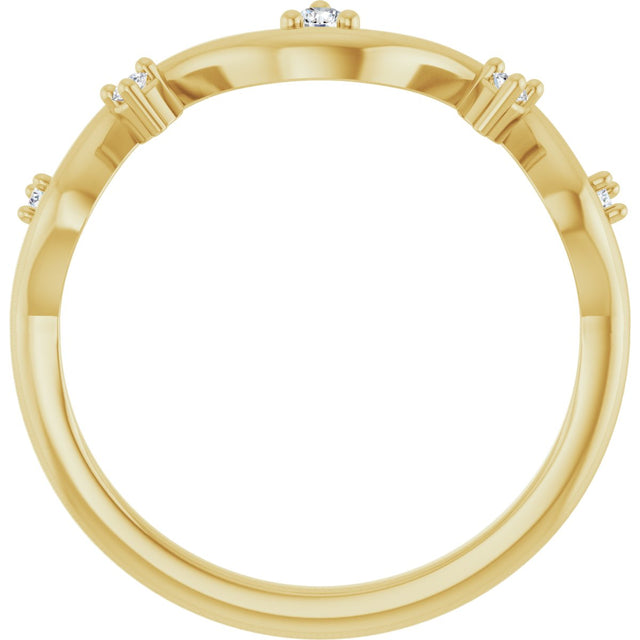 14K Gold Round Natural Diamond Accented Ring III - Yellow Gold - view 2