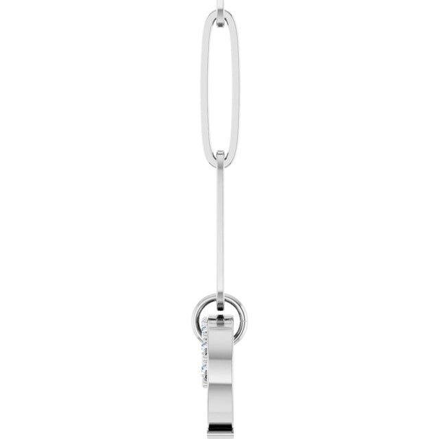14K Gold Round Natural Diamond Accented Charm Necklace - White Gold - view 3