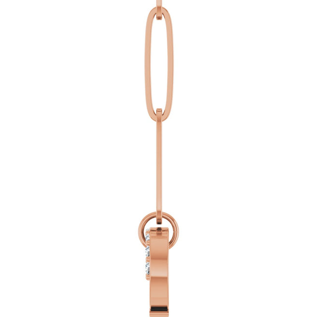 14K Gold Round Natural Diamond Accented Charm Necklace - Rose Gold - view 3